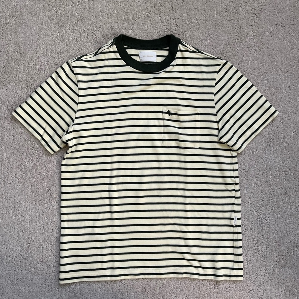 Aime Leon Dore olive/cream striped shirt
